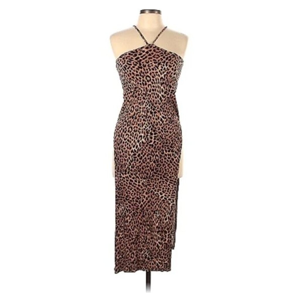 Olivaceous Casual Brown Slip On Cheetah Dress, size M new no tag